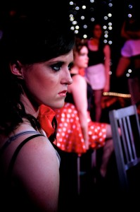 Leanne Howlett performing in Priestley College's production of Too Darn Hot.
